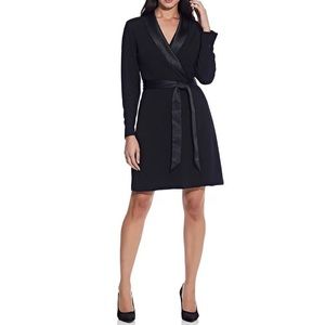 NWT Adrianna Papell Knit Crepe Tuxedo A-Line Black Dress - Women’s US Size 4